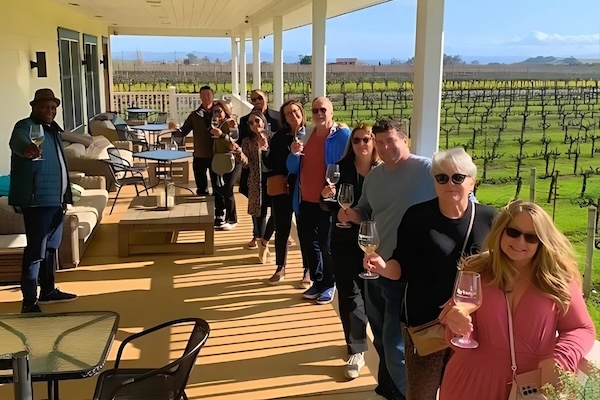 Winery Tasting on a patio in wine country 